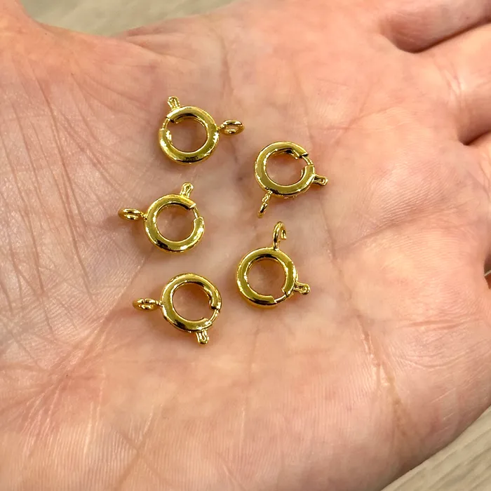 24Kt Gold Plated Spring Ring Clasps 9mm Spring Ring Clasps 5 Pcs in a pack Peppy Beads Rings