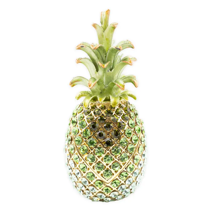 Earrings Swarovski Crystal Encrusted Pineapple Box Green ANUENUECREATION