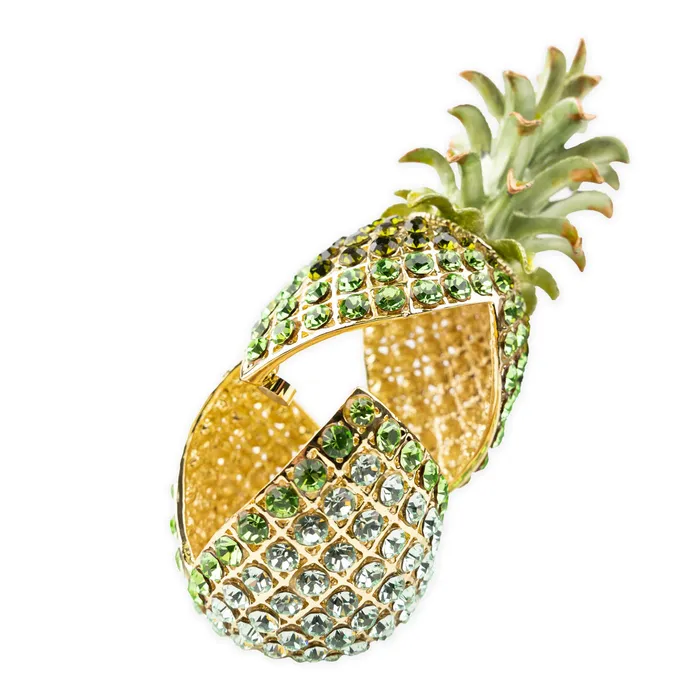 Earrings Swarovski Crystal Encrusted Pineapple Box Green ANUENUECREATION