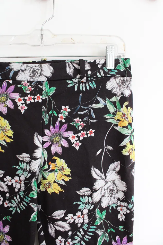 HM Rings HM Black Yellow Purple Floral Pants 8