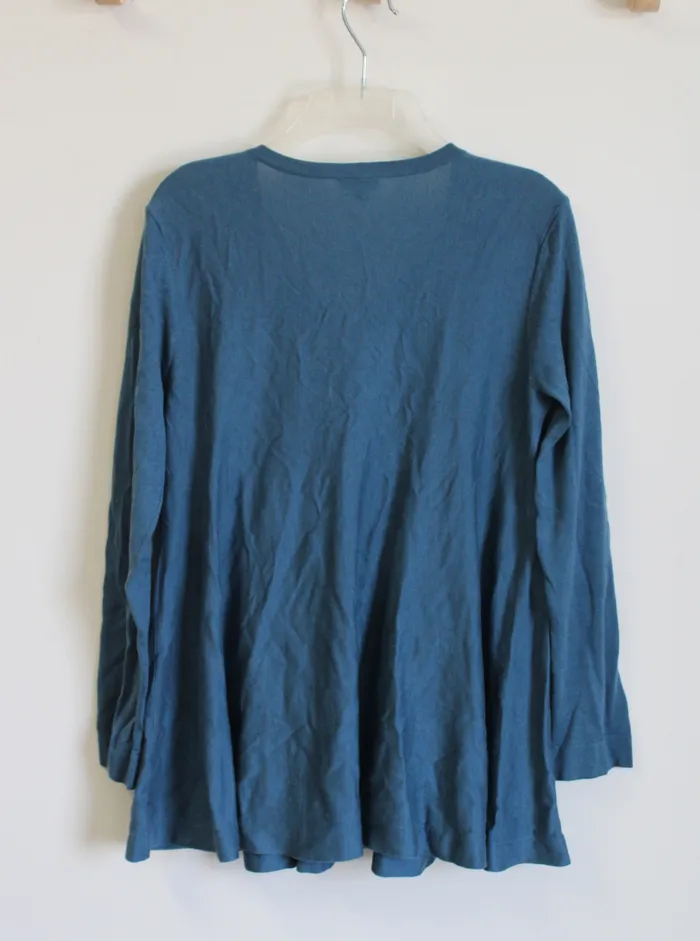 JJill Rings JJill Blue Silk Knit Tunic Sweater S