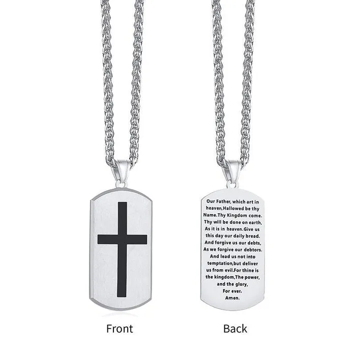 Mens Christian Necklace br Our Father Dog Tag Lords Guidance Necklaces