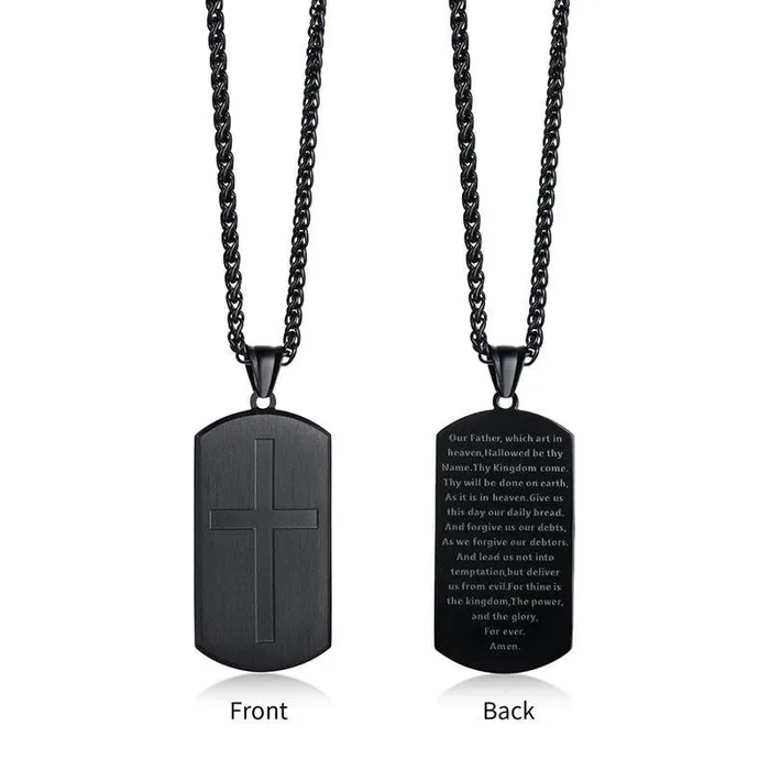 Mens Christian Necklace br Our Father Dog Tag Lords Guidance Necklaces