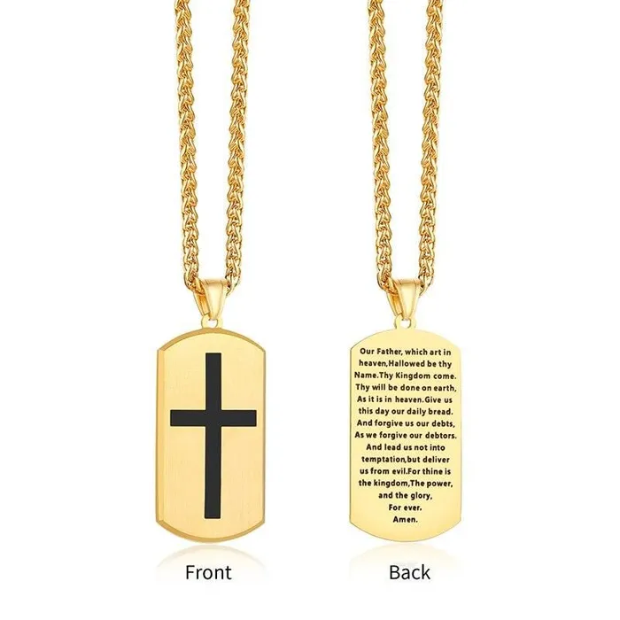 Mens Christian Necklace br Our Father Dog Tag Lords Guidance Necklaces