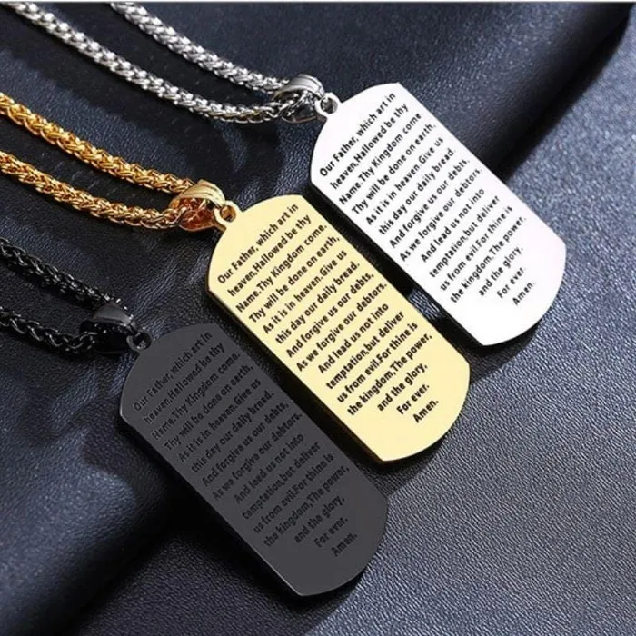 Mens Christian Necklace br Our Father Dog Tag Lords Guidance Necklaces