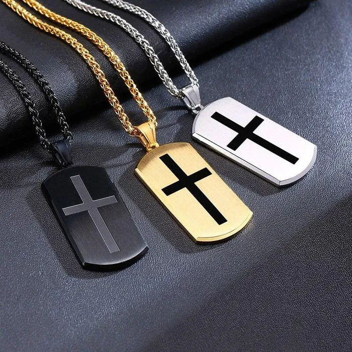 Mens Christian Necklace br Our Father Dog Tag Lords Guidance Necklaces