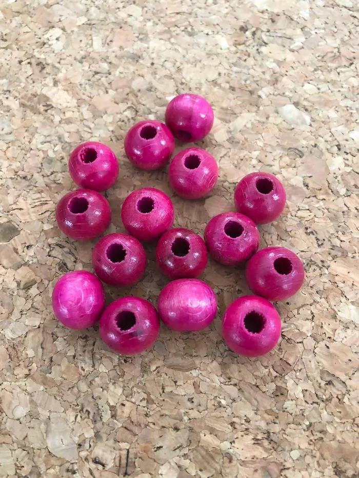 Peppy Beads Necklaces 12 mm Wooden BeadsFuchsia Color 50 gr Pack