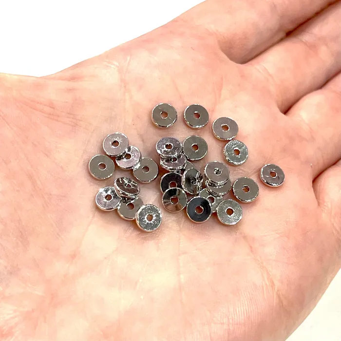 Peppy Beads Rhodium Plated 6mm Rondelle Spacers 20 Pcs in a Pack Earrings