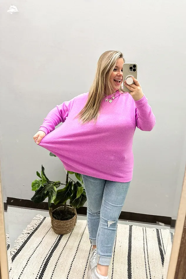 Zenana Earrings Amber Pullover Hoodie Top Bright Mauve
