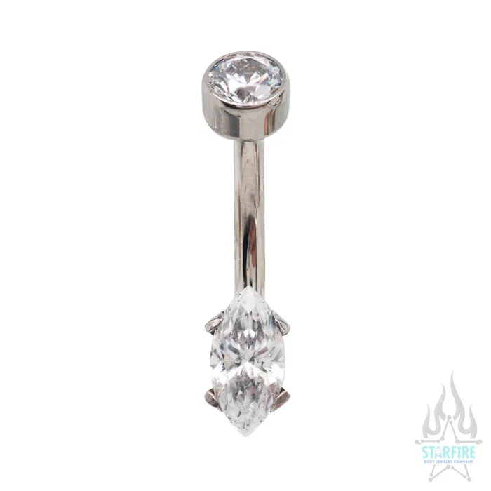 Anatometal MarquiseCut BrilliantCut Gem Navel Curve Rings