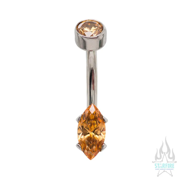 Anatometal MarquiseCut BrilliantCut Gem Navel Curve Rings