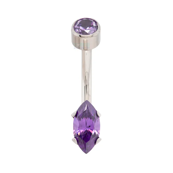 Anatometal MarquiseCut BrilliantCut Gem Navel Curve Rings