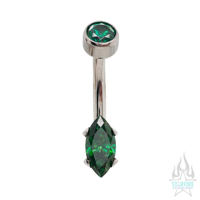 Anatometal MarquiseCut BrilliantCut Gem Navel Curve Rings