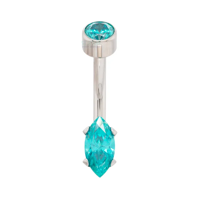 Anatometal MarquiseCut BrilliantCut Gem Navel Curve Rings