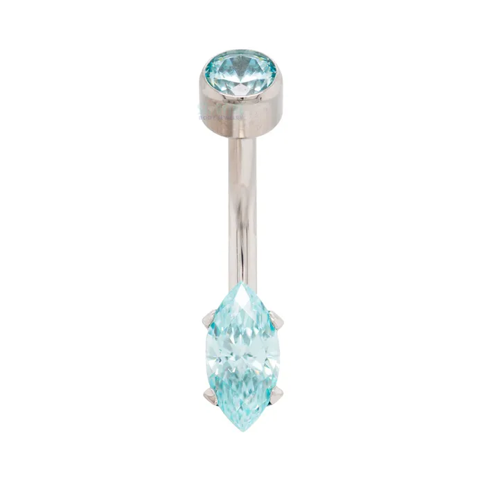 Anatometal MarquiseCut BrilliantCut Gem Navel Curve Rings