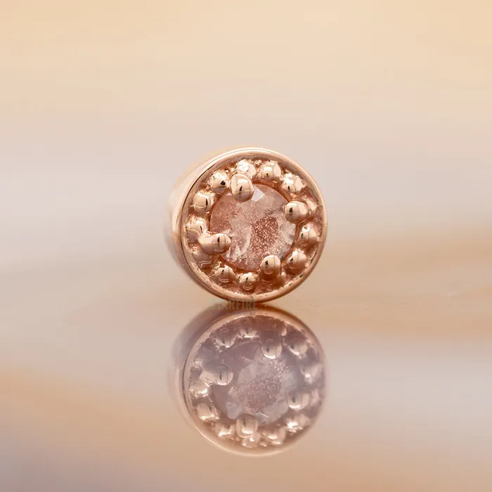 Body Vision BVLA Earrings Milgrain Prong Threaded End in Gold with Oregon Sunstone