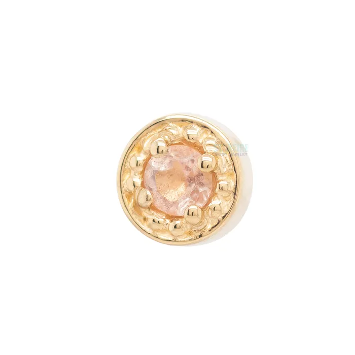 Body Vision BVLA Earrings Milgrain Prong Threaded End in Gold with Oregon Sunstone