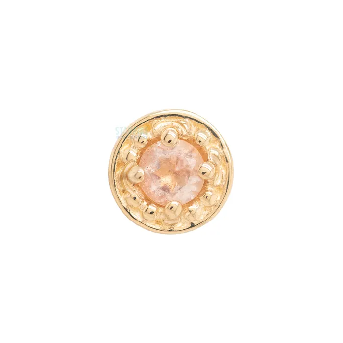 Body Vision BVLA Earrings Milgrain Prong Threaded End in Gold with Oregon Sunstone