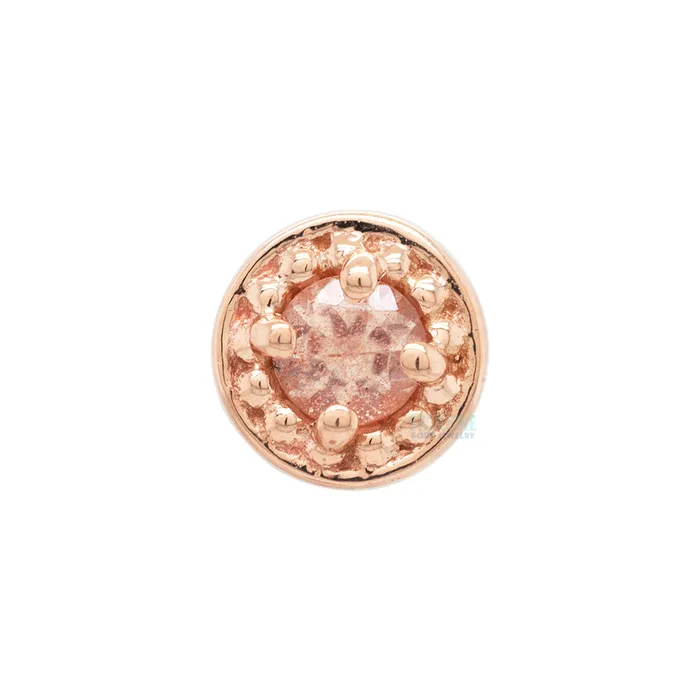 Body Vision BVLA Earrings Milgrain Prong Threaded End in Gold with Oregon Sunstone