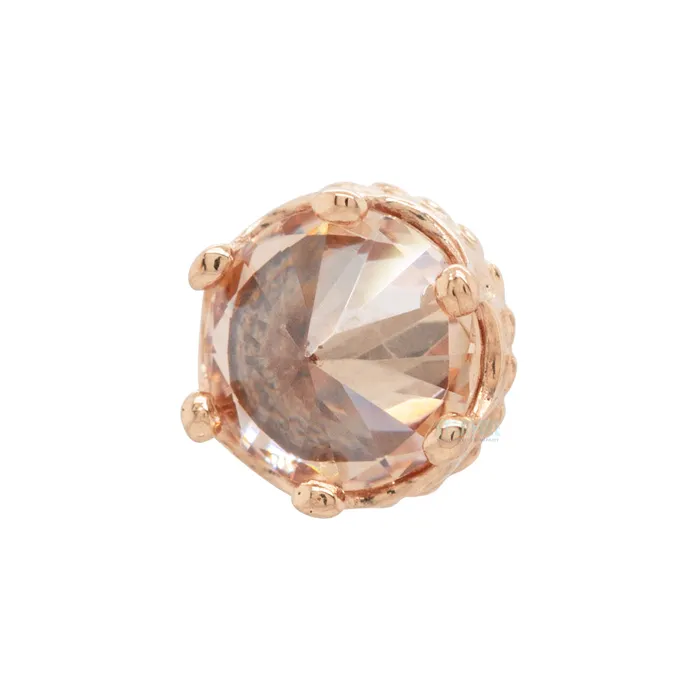 Earrings Anatometal threadless 4mm Queen Crown End in Gold with BrilliantCut Gem