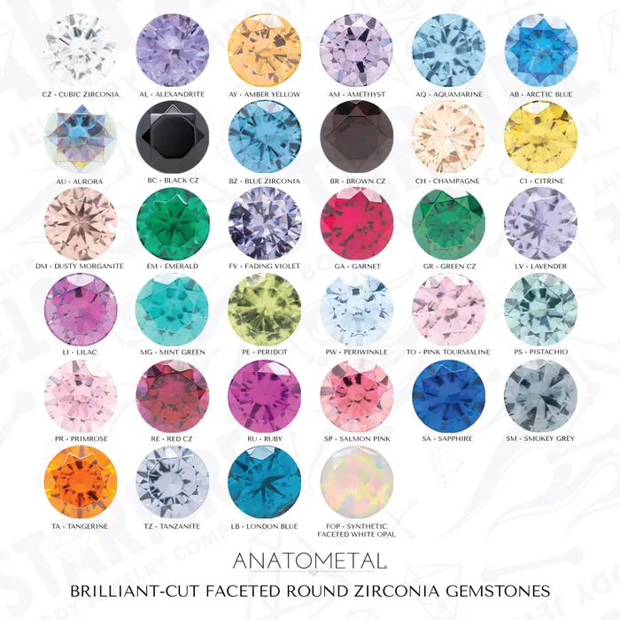 Earrings Anatometal threadless 4mm Queen Crown End in Gold with BrilliantCut Gem