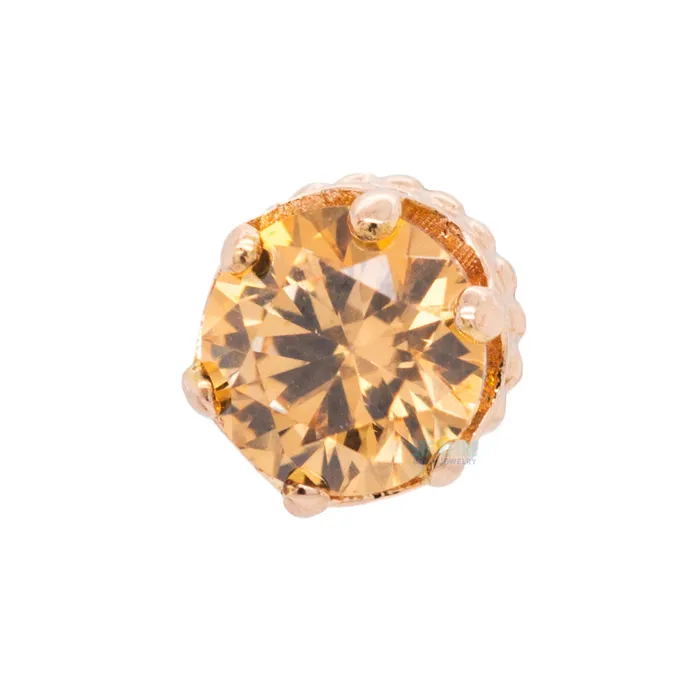 Earrings Anatometal threadless 4mm Queen Crown End in Gold with BrilliantCut Gem