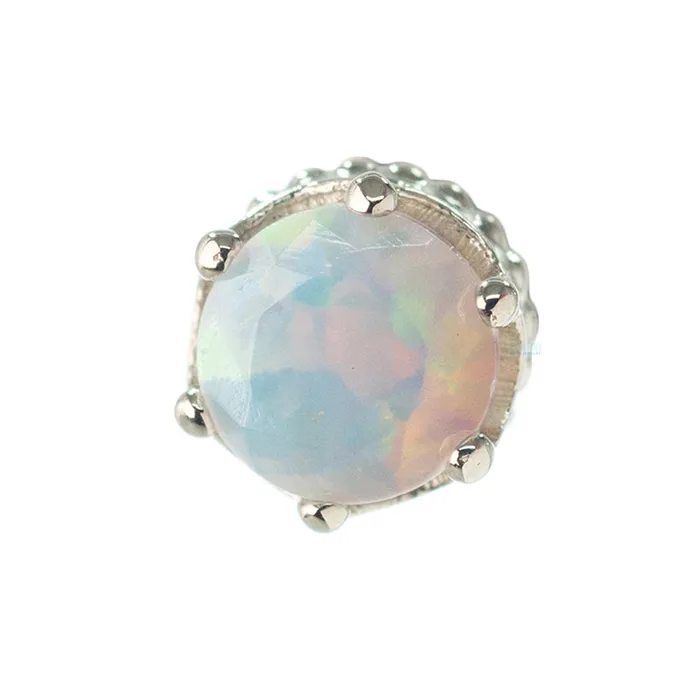 Earrings Anatometal threadless 4mm Queen Crown End in Gold with BrilliantCut Gem