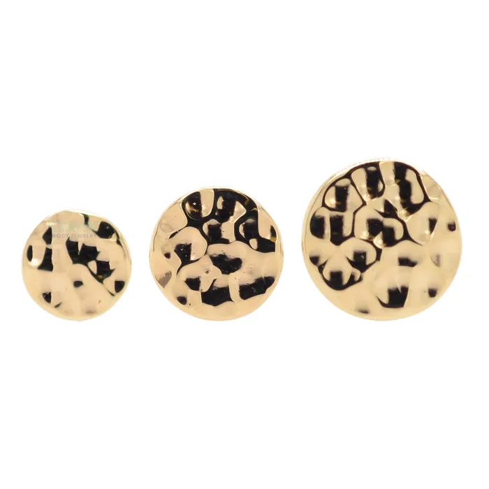 Earrings Round Disc HAMMERED FINISH Threaded End in Gold Body Vision BVLA