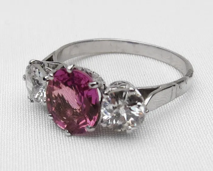 Isadoras A Rings Art Deco Pink Sapphire Diamond Ring