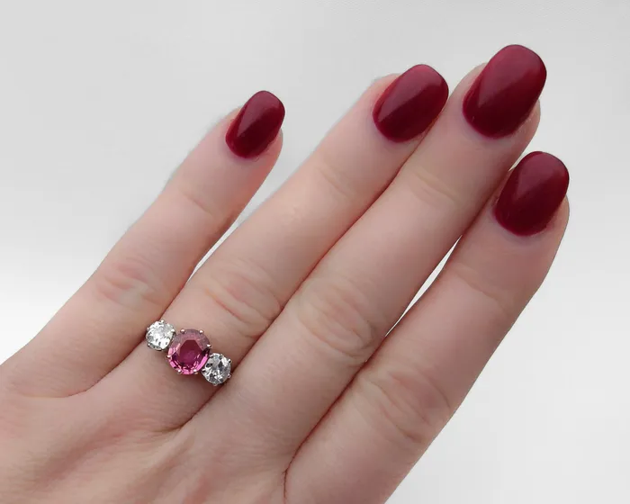 Isadoras A Rings Art Deco Pink Sapphire Diamond Ring