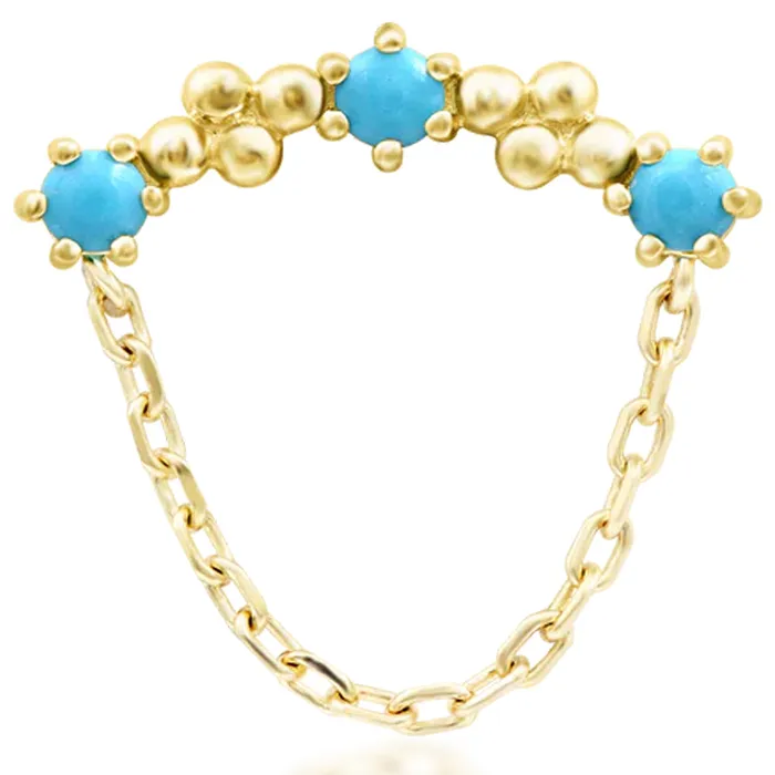 Junipurr Jewelry Earrings threadless Hollis End in Gold with Turquoise