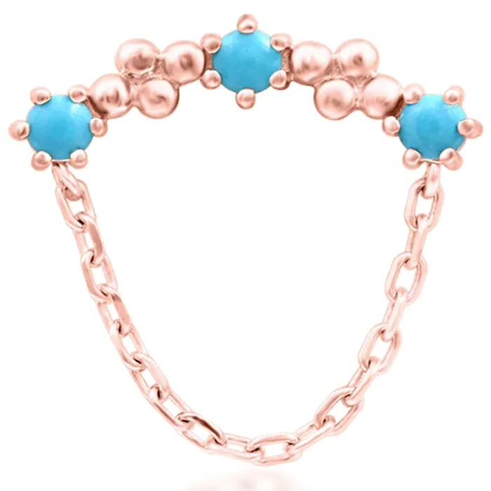 Junipurr Jewelry Earrings threadless Hollis End in Gold with Turquoise