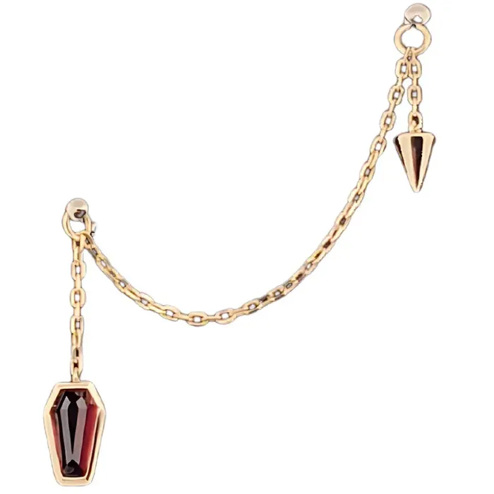 Modern Mood Coffin and Spike Chain Attachment in Gold Necklaces