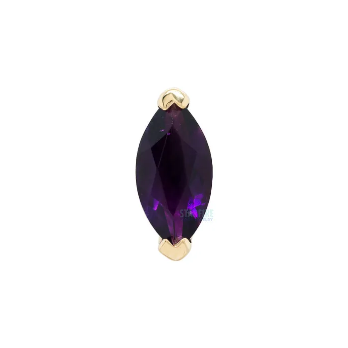 Necklaces Body Vision BVLA V Prong Marquise Threaded End in Gold with Amethyst