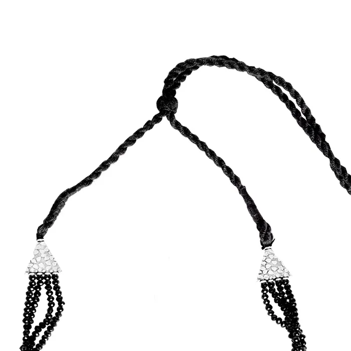 Necklaces Teejh Teejh Darshika Silver Oxidised Pearl and Black Stones Choker Necklace Set Necklaces Teejh Teejh Darshika Silver Oxidised Pearl and Black Stones Choker Necklace Set