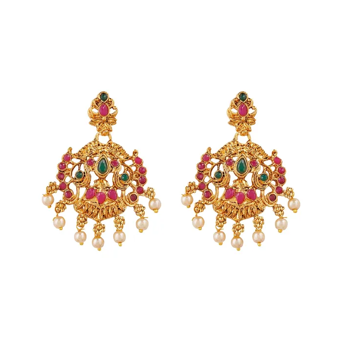 Necklaces Teejh Teejh Jayashri Gold Red And Green Necklace Set