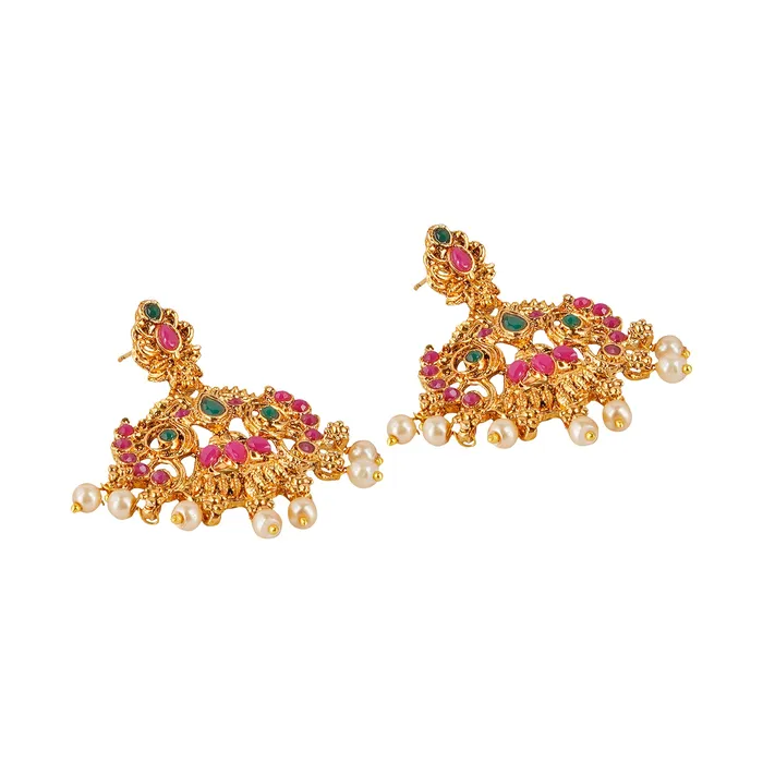 Necklaces Teejh Teejh Jayashri Gold Red And Green Necklace Set