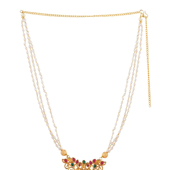 Necklaces Teejh Teejh Jayashri Gold Red And Green Necklace Set