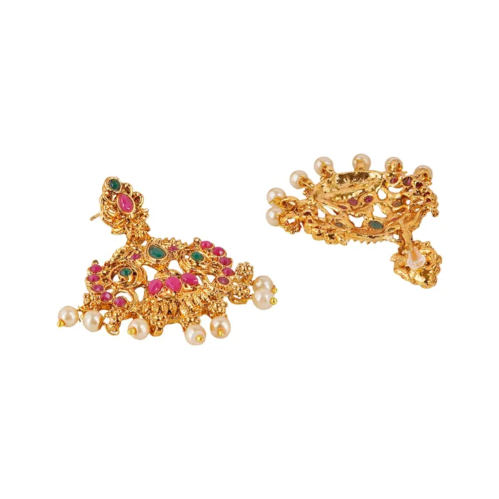 Necklaces Teejh Teejh Jayashri Gold Red And Green Necklace Set