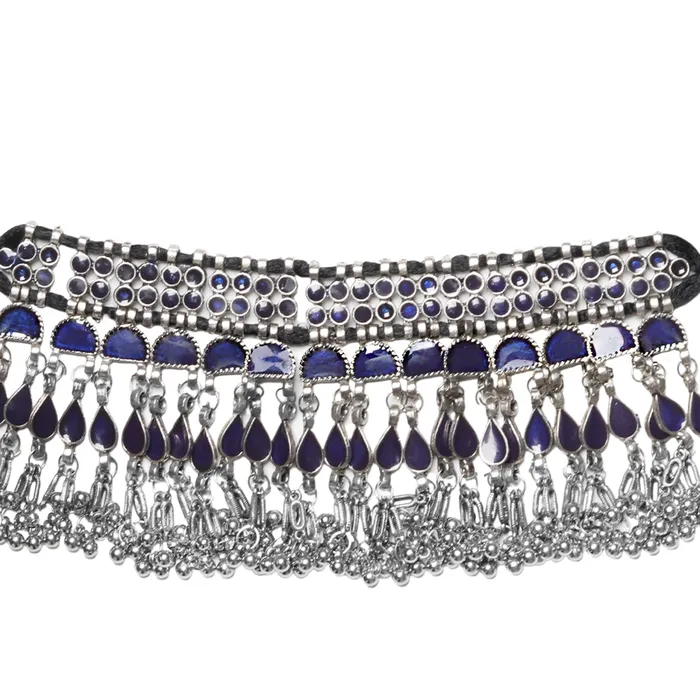 Necklaces Teejh Zaira Blue Silver Oxidised Choker Necklace Teejh