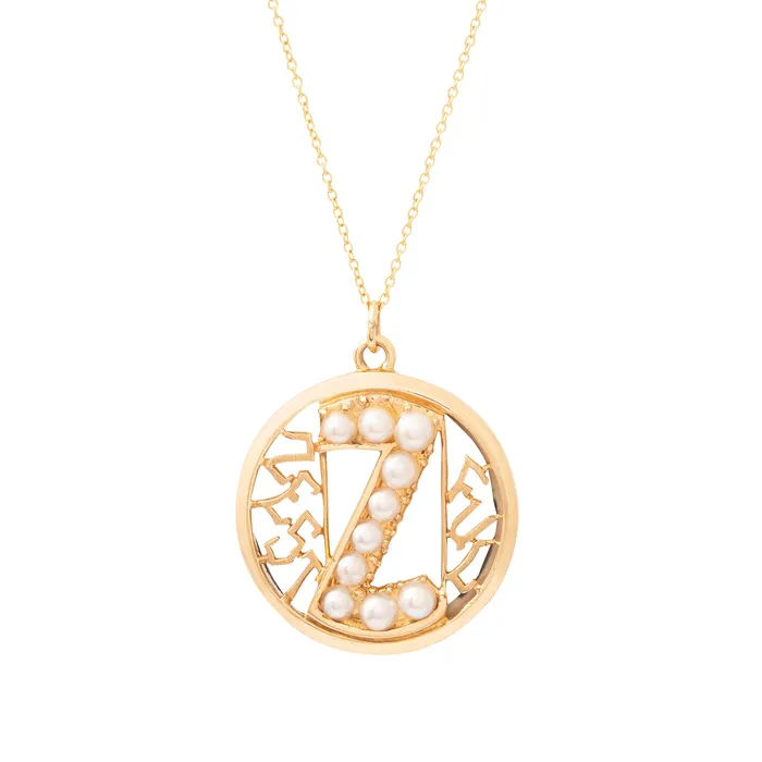 Pearl Z and 14k Yellow Gold Locket Vintage Necklaces