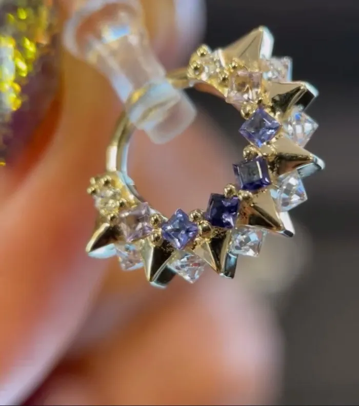 Rings Special Custom Order for Maddie W Tara Hinge Ring in Gold with Amethyst Iolite Tanzanite White CZs Body Vision BVLA