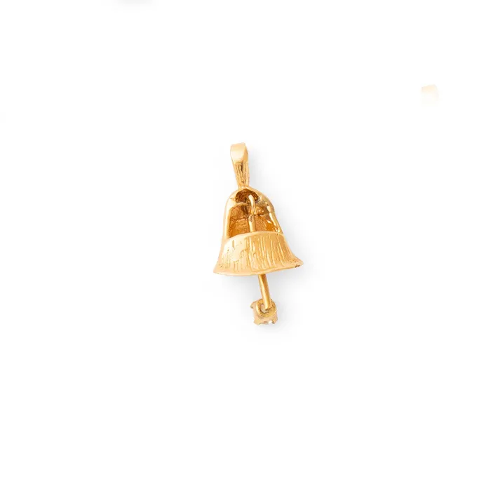 Vintage Earrings Diamond and 14k Gold Bell Charm