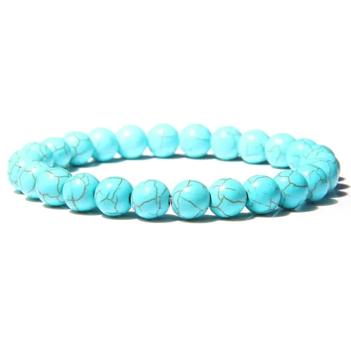 01 Bracelets AZ44 Blue Crackle Bead Bracelet