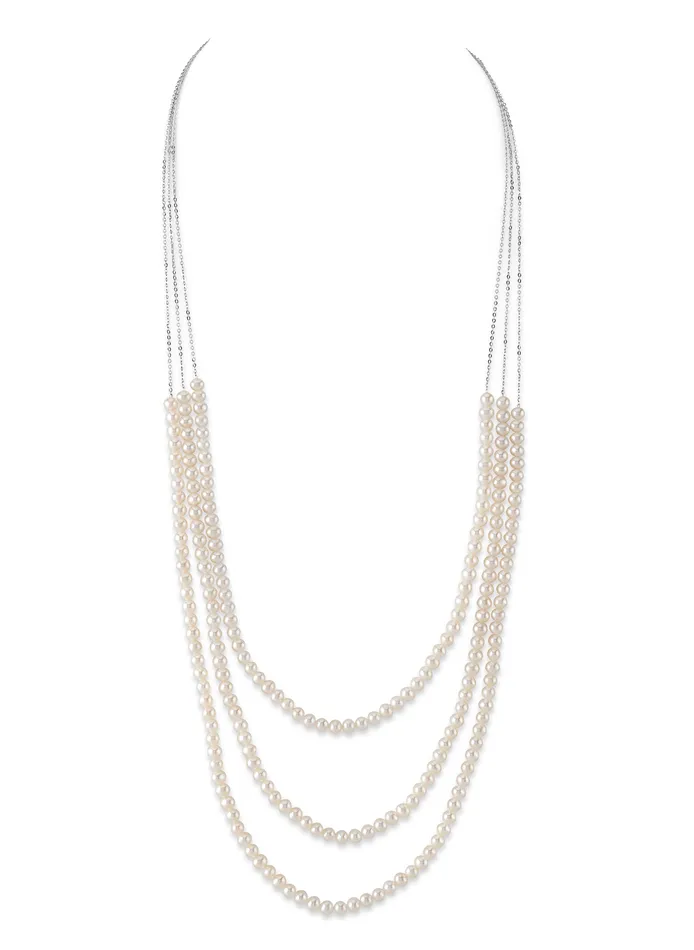 14K Gold Triple Freshwater Pearl and Chain Addie Necklace spt Necklaces