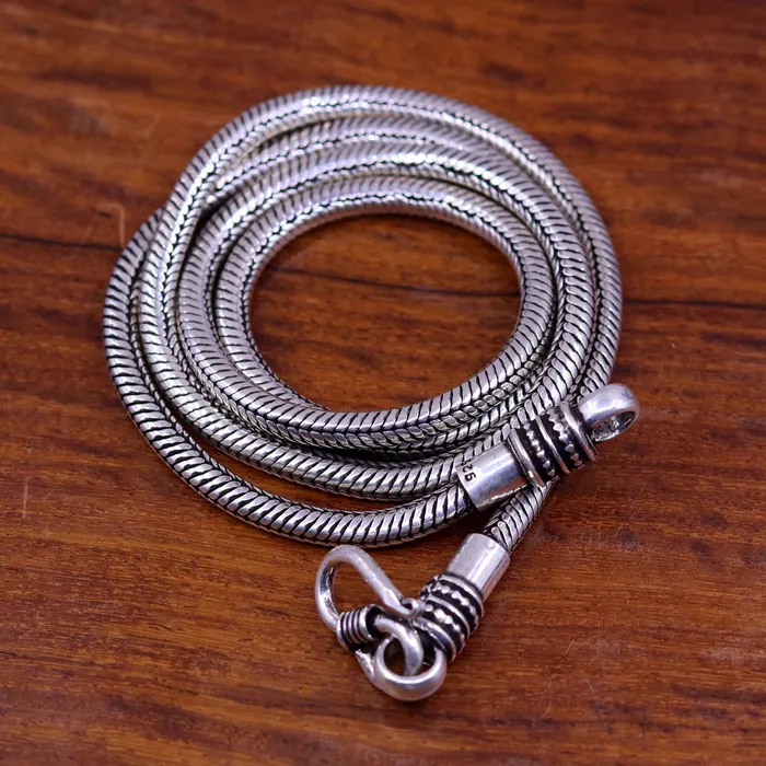 18 925 fine sterling silver handmade snake chain pendant chain excellent oxidized silver necklace vintage design tribal jewelry ch101 TRIBAL ORNAMENTS Necklaces 18 925 fine sterling silver handmade snake chain pendant chain excellent oxidized silver necklace vintage design tribal jewelry ch101 TRIBAL ORNAMENTS Necklaces