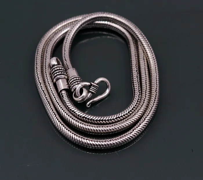 18 925 fine sterling silver handmade snake chain pendant chain excellent oxidized silver necklace vintage design tribal jewelry ch101 TRIBAL ORNAMENTS Necklaces 18 925 fine sterling silver handmade snake chain pendant chain excellent oxidized silver necklace vintage design tribal jewelry ch101 TRIBAL ORNAMENTS Necklaces
