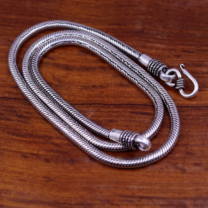 18 925 fine sterling silver handmade snake chain pendant chain excellent oxidized silver necklace vintage design tribal jewelry ch101 TRIBAL ORNAMENTS Necklaces 18 925 fine sterling silver handmade snake chain pendant chain excellent oxidized silver necklace vintage design tribal jewelry ch101 TRIBAL ORNAMENTS Necklaces