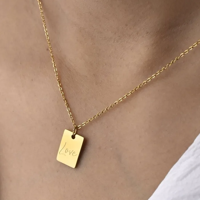 18K GoldFilled Rectangle Love Necklace Jewelvers Necklaces