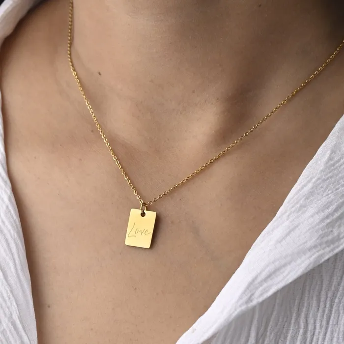 18K GoldFilled Rectangle Love Necklace Jewelvers Necklaces